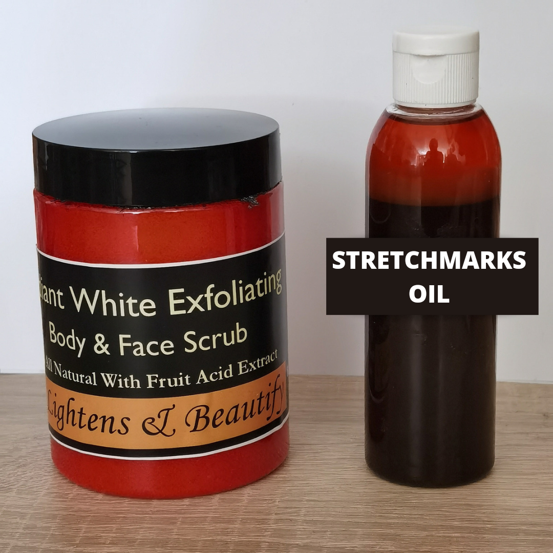Stretch marks And Inner Thigh Spots Eliminator Oil & Exfoliating Scrub