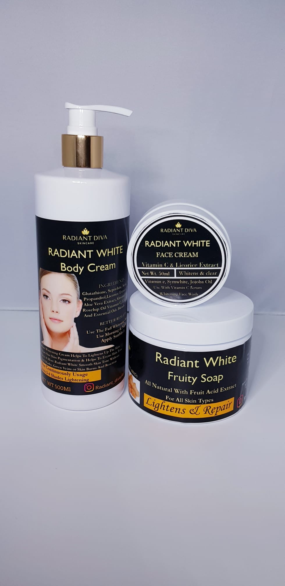 Radiant white face and body set