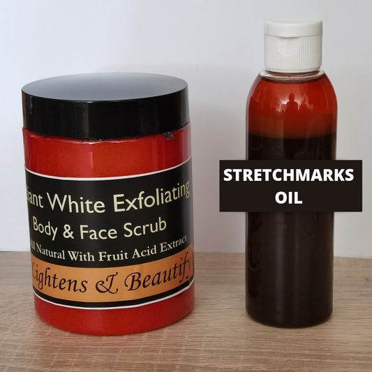 Stretch marks And  Inner Thigh Spots Eliminator Oil &  Exfoliating Scrub