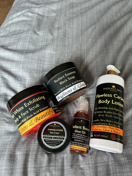 Caramel Skin Brightening Face & Body Set, Chocolate, Dark, & Glowing Skin Tone